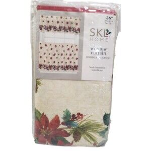 2pc. Curtains Tiers Pair (28.5"x36") CHRISTMAS,POINSETTIA,HOLIDAY ELEGANCE, SKL